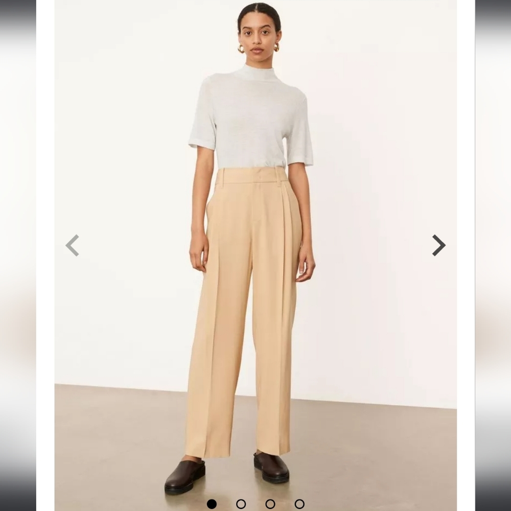 Vince Beige High Waist Wide Leg Trousers